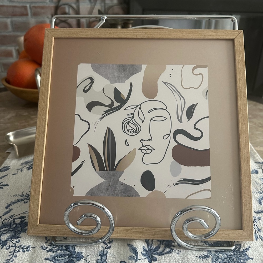 Abstract Art Print with Wooden Frame